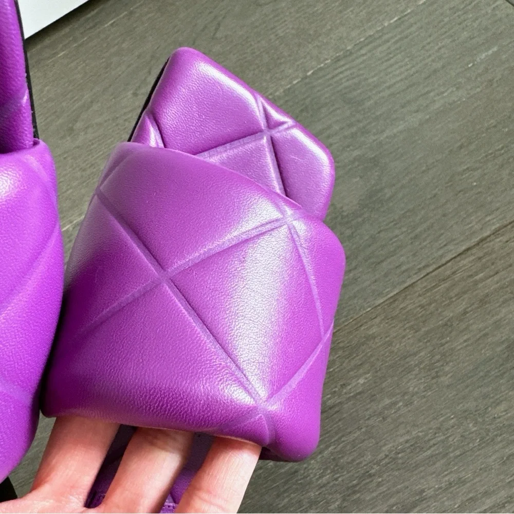 Bottega Veneta Purple Padded Leather Slide Sandals